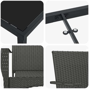 Conjunto de Jantar de Jardim 5 pcs Preto 160 x 80 x 73 cm