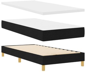 Cama Box com Colchão Preta 90x190 cm Tecido