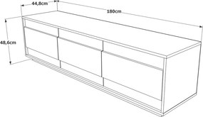 Móvel de TV "Aurelio" – Pinho Atlântico &amp; Branco – 180 x 48,6 x 44,8 c