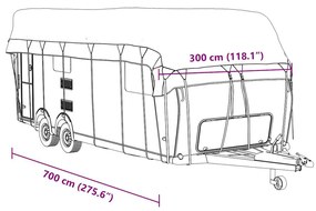 Caravan capa de telhado 700x300 cm tecido não tecido cinzento