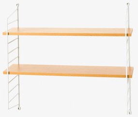 Prateleira de parede em arame metálico, prateleira com efeito de madeira  branco