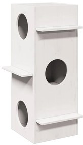 Casa do gato 43x43x90 cm madeira de pinho maciça branco