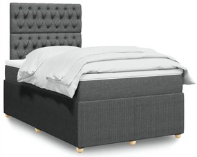 Cama com molas/colchão 120x200 cm tecido cinzento-escuro