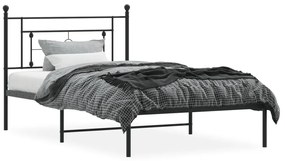 Estrutura de cama com cabeceira 107x203 cm metal preto