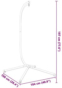 Cadeira forma de ovo suspensa com suporte aço antracite
