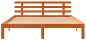 Cama sem colchão 160x200 cm madeira pinho maciço castanho-mel