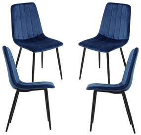 Pack 4 Cadeiras Veludo Liny - Azul