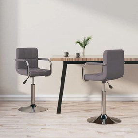 vidaXL Cadeiras de jantar giratórias 2 pcs tecido cinzento-acastanhado