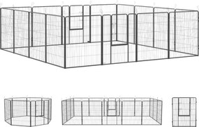 PawHut Parque para filhotes, design modular, 16 elementos, 2 portas, resistente ao tempo, aço, 3,2 x 3,2 x 1 m, cinza | Aosom Portugal