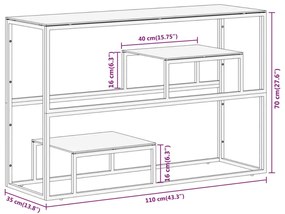 Mesa consola aço inoxidável e vidro temperado prateado