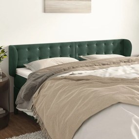 Cabeceira de cama c/ abas veludo 163x23x78/88cm verde-escuro