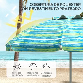 Chapéu de Sol de Praia Ø190x215 cm Chapéu de Sol para Terraço com Incl