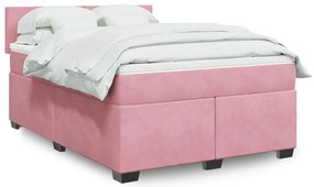 Cama com molas/colchão 160x200 cm veludo rosa