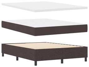 Cama Box com Colchão e LED Castanho Escuro - 160 x 200 cm Têxtil