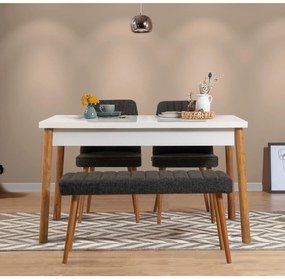 Conjunto de Mesa e Cadeiras Costa – Pinheiro Atlântico/Branco/Antracit