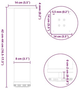 Pés para mesa de centro 4 peças, preto, 42-44 cm, aço