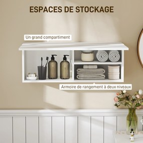 Armário de parede para casa de banho  80 x 25 x 30 cm, móvel suspenso com porta com dobradiças, branco