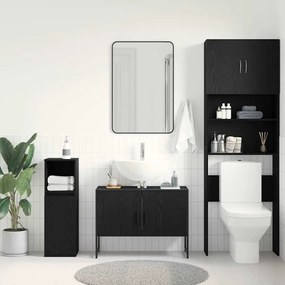 Gabinete para Pia de Banheiro Carvalho Preto 80x33x60 cm Madeira Aglom