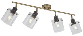 Foco de teto de design bronze com vidro transparente 4 luzes - Domo Moderno