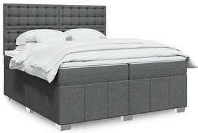 Cama com molas/colchão 200x200 cm tecido cinzento-escuro
