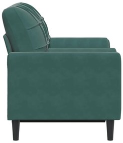 Sofá 2 lug. c/ almofadas decorativas 120 cm veludo verde-escuro