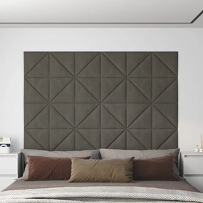 Painel de parede 12 pcs 30x30 cm veludo 0,54 m² cinza-escuro