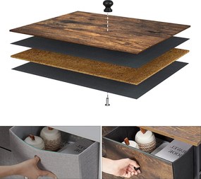 Cómoda com gavetas em tecido 56 x 30 x 89,3 cm Castanho Vintage-preto