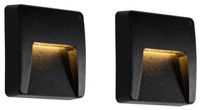 Conjunto de 2 Lâmpadas de Parede Exteriores Quadradas Pretas c/ LED IP65 - Gem Moderno