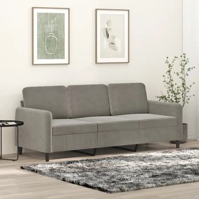 Sofá de 3 lugares 180 cm veludo cinzento-claro