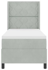 Cama Box Spring com Colchão Cinza Claro 80x200 cm Veludo