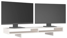 Suporte para monitor 100x27x14 cm madeira pinho maciça branco