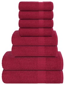 vidaXL 8 pcs Conjunto de toalhas FROGN 100% algodão bordô