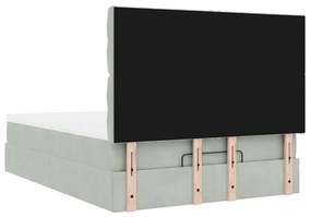 Estrutura cama otomana colchões 140x200cm veludo cinzento claro