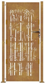 Portão de jardim 105x205 cm aço corten design bambu