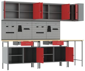Conjunto de Mesa para Guardar Ferramentas de 10 Peças vidaXL Vermelho