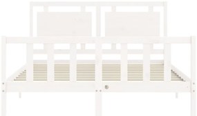Cama sem colchão 160x200 cm madeira de pinho maciça branco
