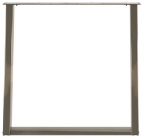 Pés para mesa de jantar em formato de U, 2 peças, aço natural, 70x(72-