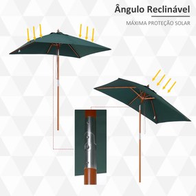 Chapéu de Sol de Jardim 200x150x230cm Chapéu de Sol Retangular Incliná