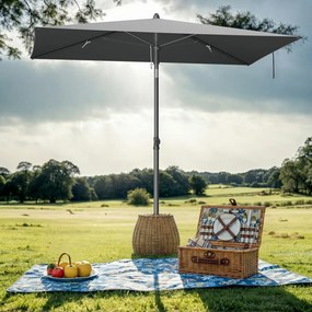 Guarda-sol 190 x 120 cm, proteção solar UPF 50+ para jardim, terraço e praia, dobrável Cinza