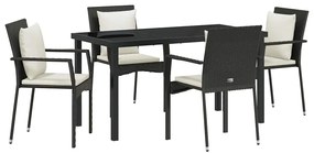Conjunto de Jantar Jardim 5 pcs Preto 140 x 70 x 73 cm Ratan PE