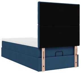 Cama otomana com colchão 90x200 cm tecido azul