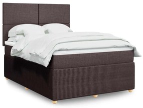 Cama com molas/colchão 140x200 cm tecido castanho-escuro