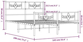 Estrutura de cama com cabeceira e pés 135x190 cm metal preto
