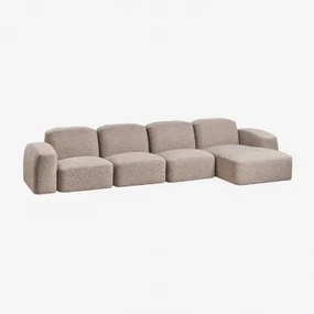 Sofá Modular Bastian De 4 Peças Com Chaise Longue Lateral Direita Bouclé Castanho Moca - Sklum
