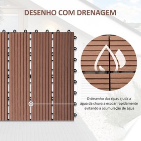 Conjunto de 11 Peças de Estrados Exterior 30x30 cm 1 m² Estrados de Ja