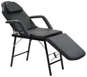 vidaXL Cadeira esteticista portátil couro artificial 185x78x76cm preto
