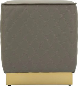 BANCO PUFE QUADRADO SHARON 35X35X38 CM CINZA E DOURADO