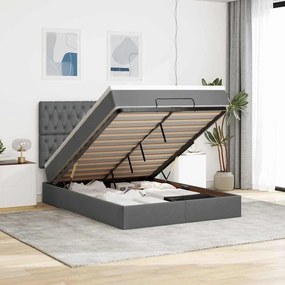 vidaXL Estrutura cama otomana colchão 140x200cm tecido cinzento escuro
