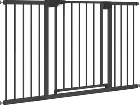 Barreira de Segurança para Bebés e Animais, 124 x 3 x 76 cm, Fixação por Pressão sem Perfuração, Preto