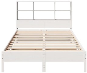 Cama com estante sem colchão 120x200 cm pinho maciço branco